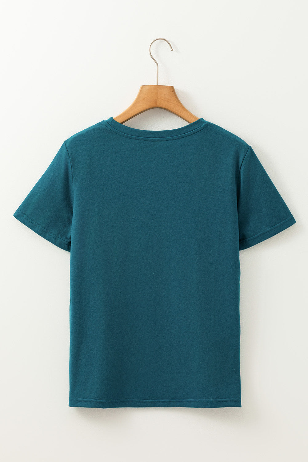 Blue Sapphire Solid Color Round Neck T Shirt - T Shirts