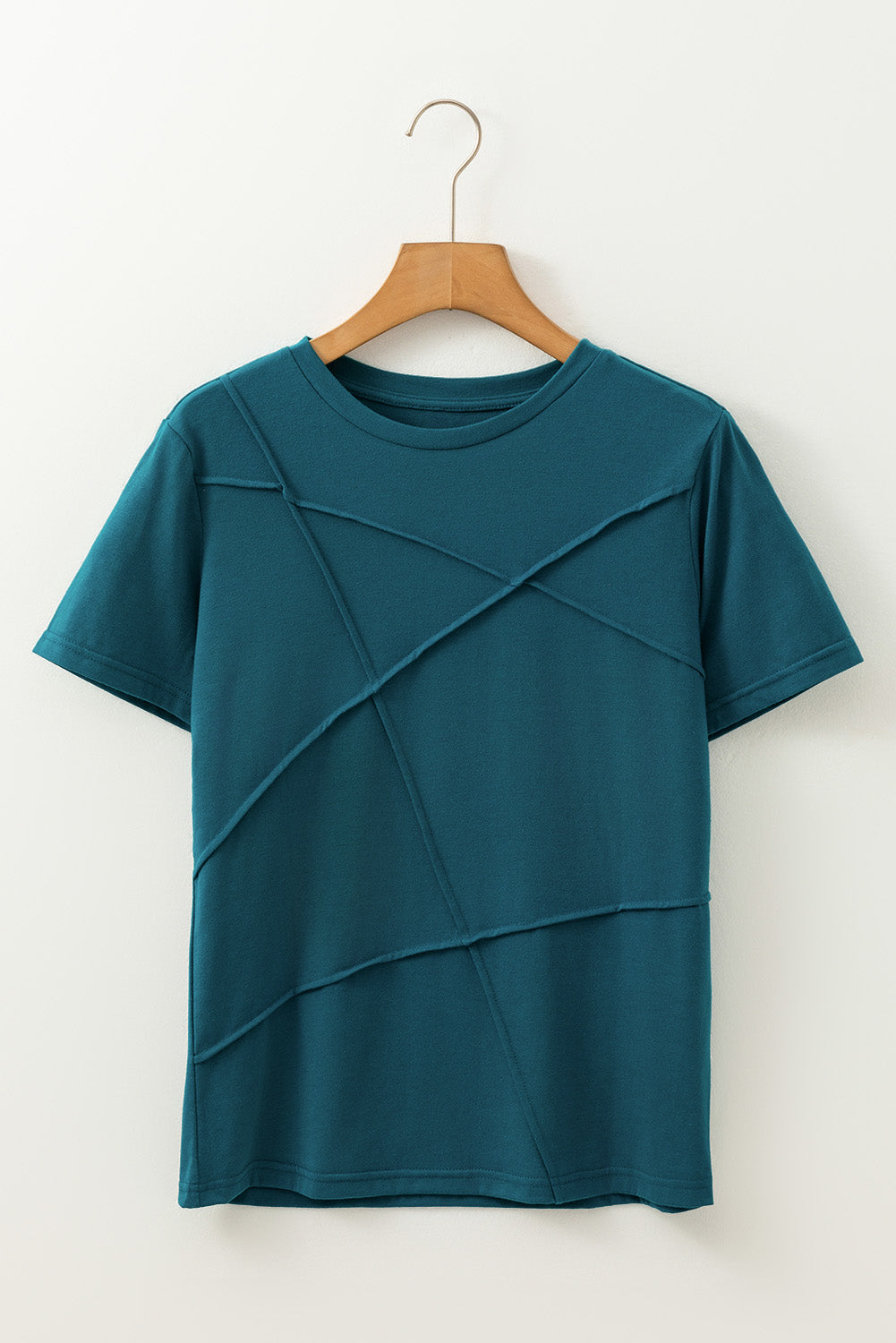 Blue Sapphire Solid Color Round Neck T Shirt - T Shirts