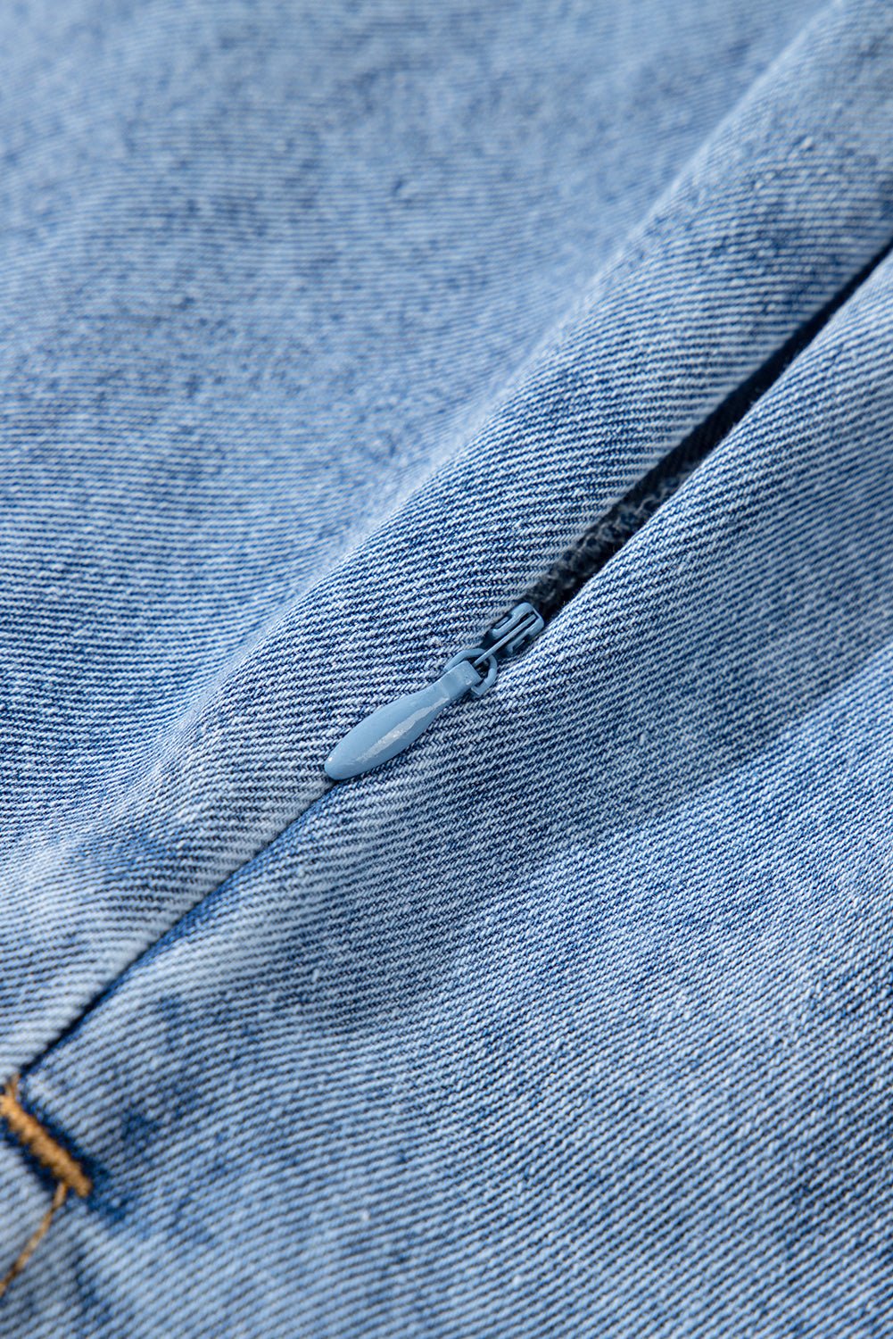 Blue Short Sleeve Collared Chest Pocket Denim Mini Dress - MAD RUFFI