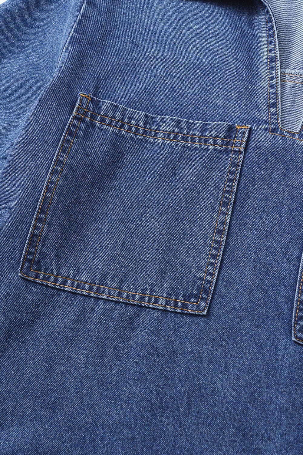 Blue Short Sleeve Collared Chest Pocket Denim Mini Dress - MAD RUFFI