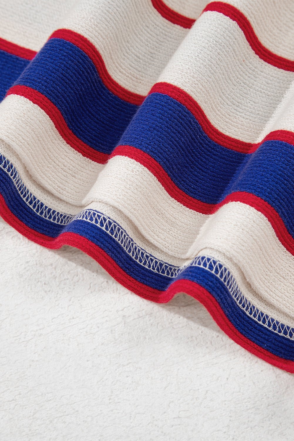 Blue Stripe Colorblock V Neck Collared Sweatshirt - MAD RUFFI