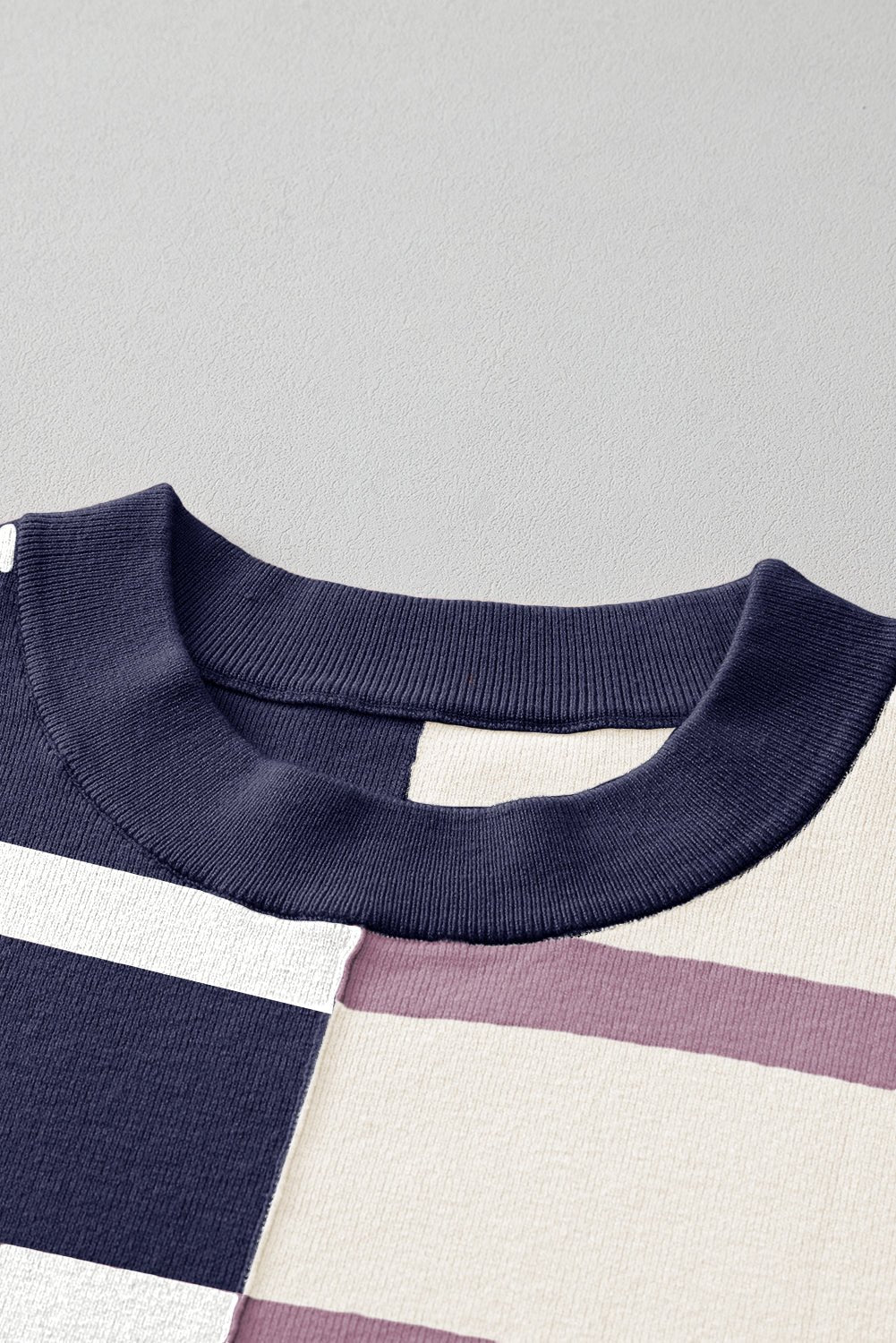 Blue Stripe Exposed Seam Patchwork Loose Sweatshirts - MAD RUFFI