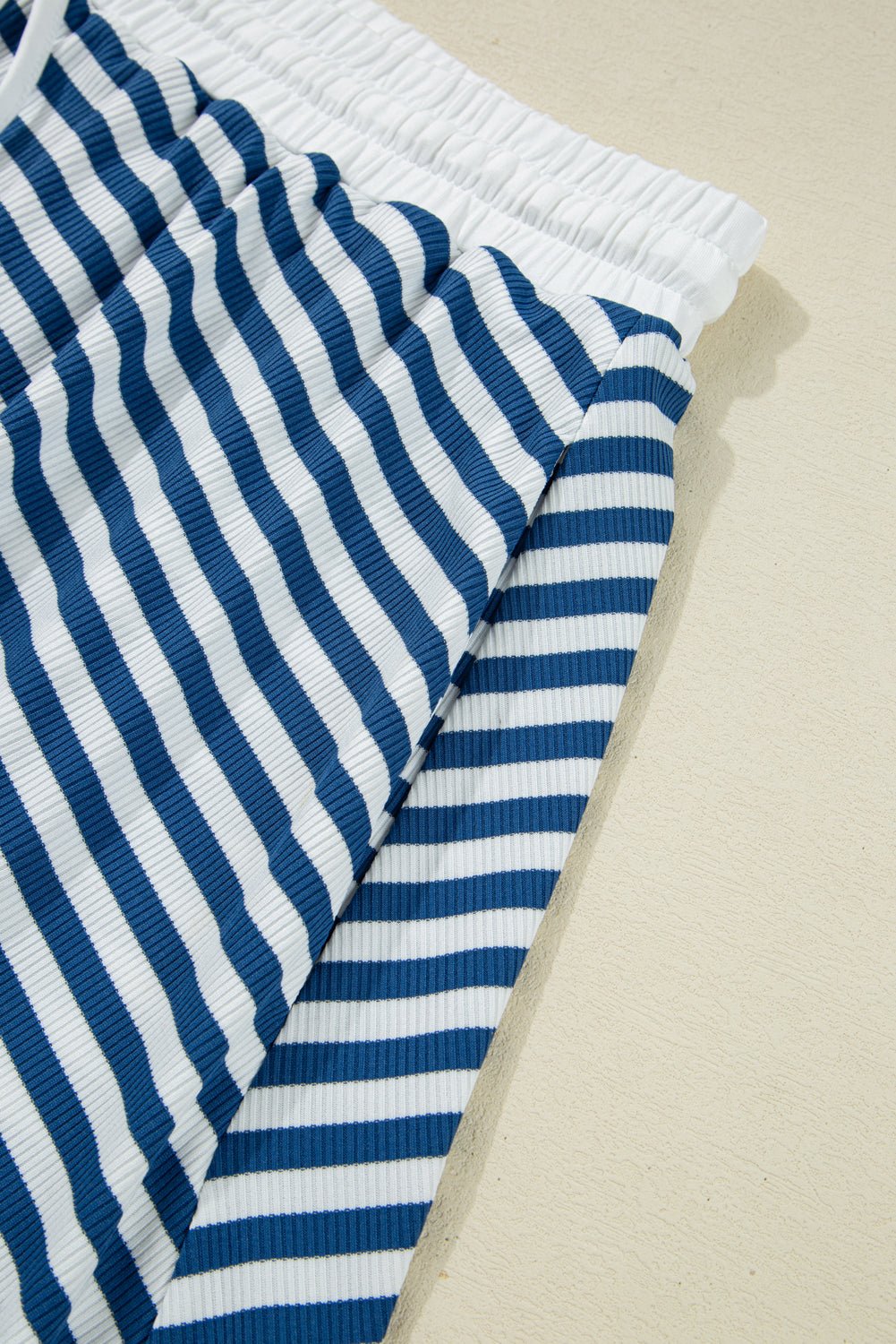 Blue Striped Collared Top Plus Size Flowy Skort Set - MAD RUFFI