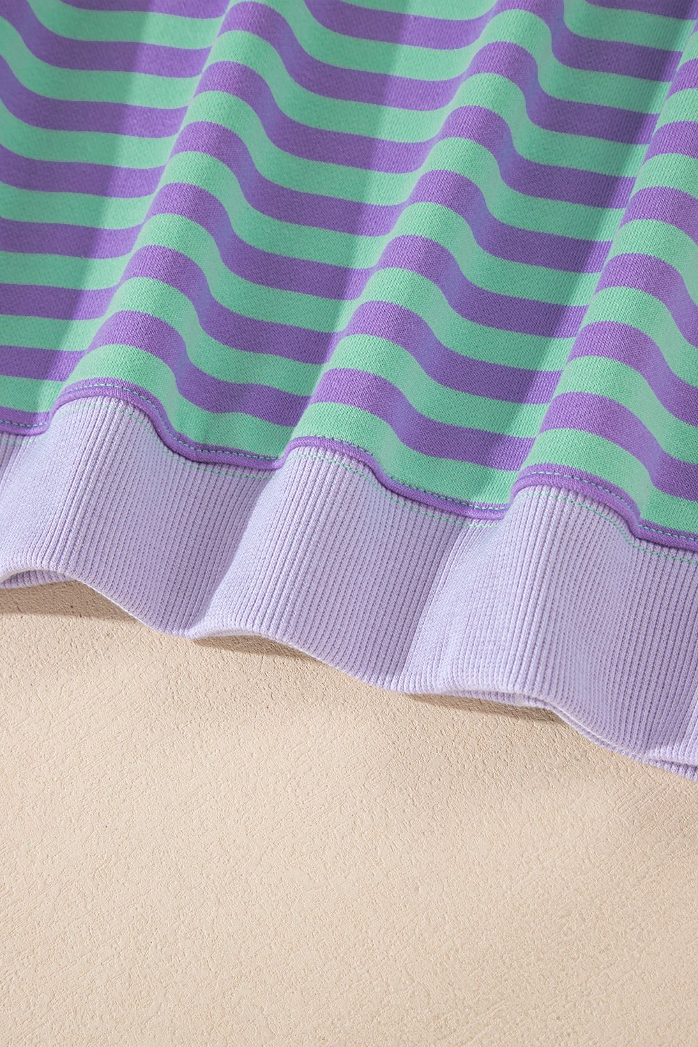 Blue Striped Contrast Trim Drop Shoulder Sweatshirt - MAD RUFFI