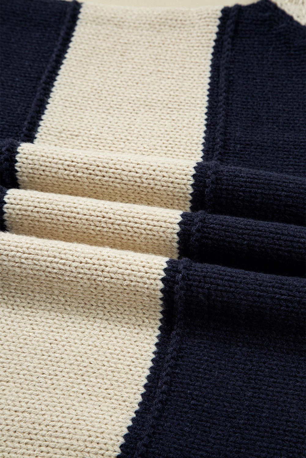 Blue Striped Plus Size Drop Shoulder Sweater - MAD RUFFI