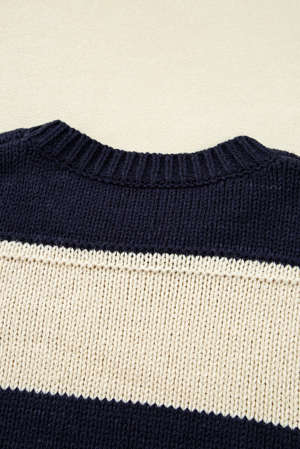 Blue Striped Plus Size Drop Shoulder Sweater - MAD RUFFI