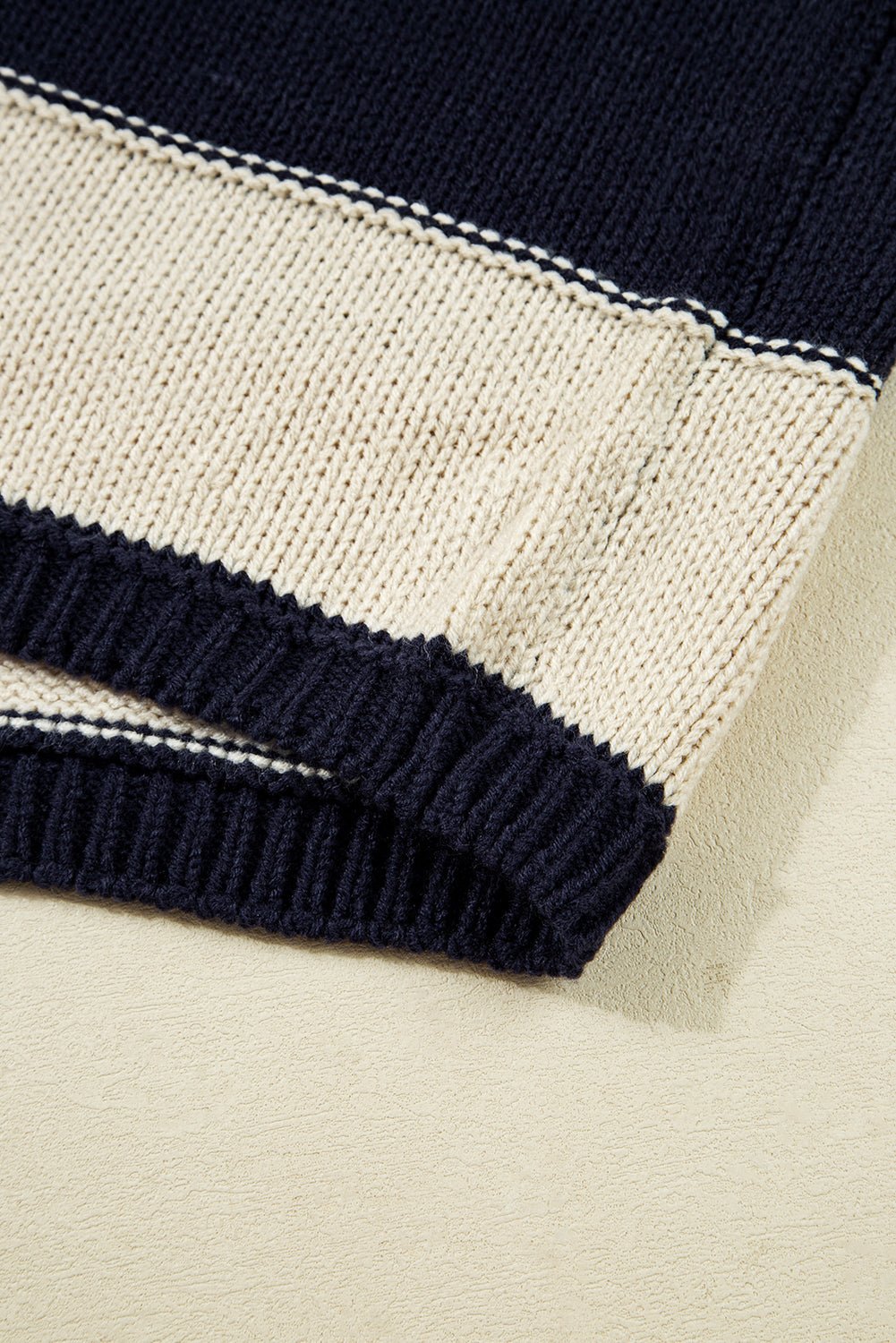 Blue Striped Plus Size Drop Shoulder Sweater - MAD RUFFI