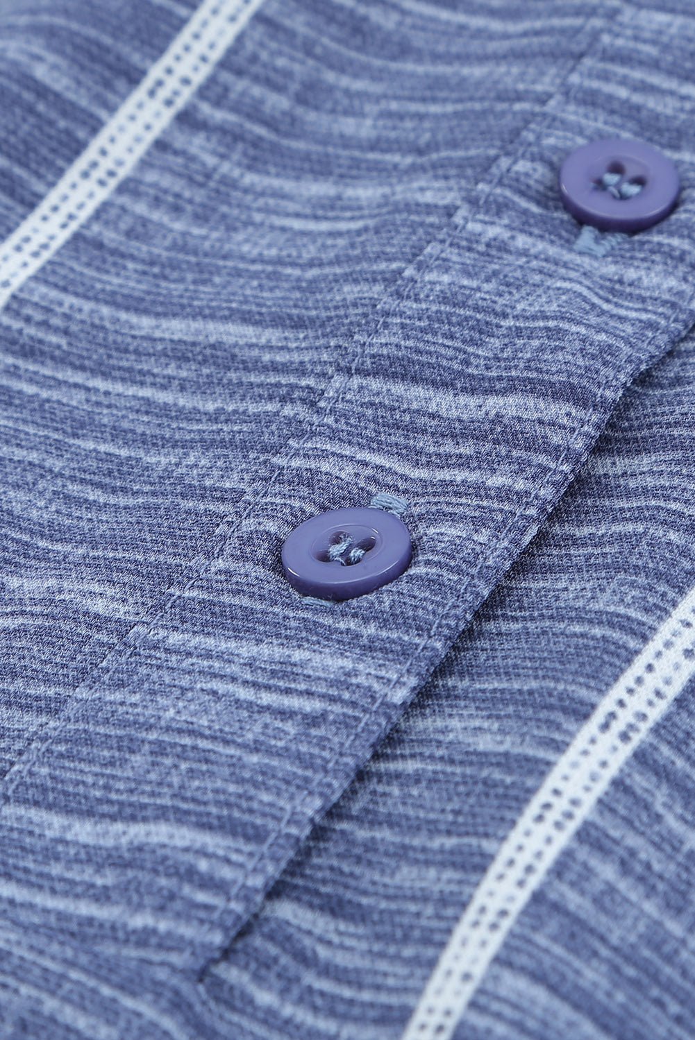 Blue Striped Print V Neck Half Buttons Loose Blouse - MAD RUFFI