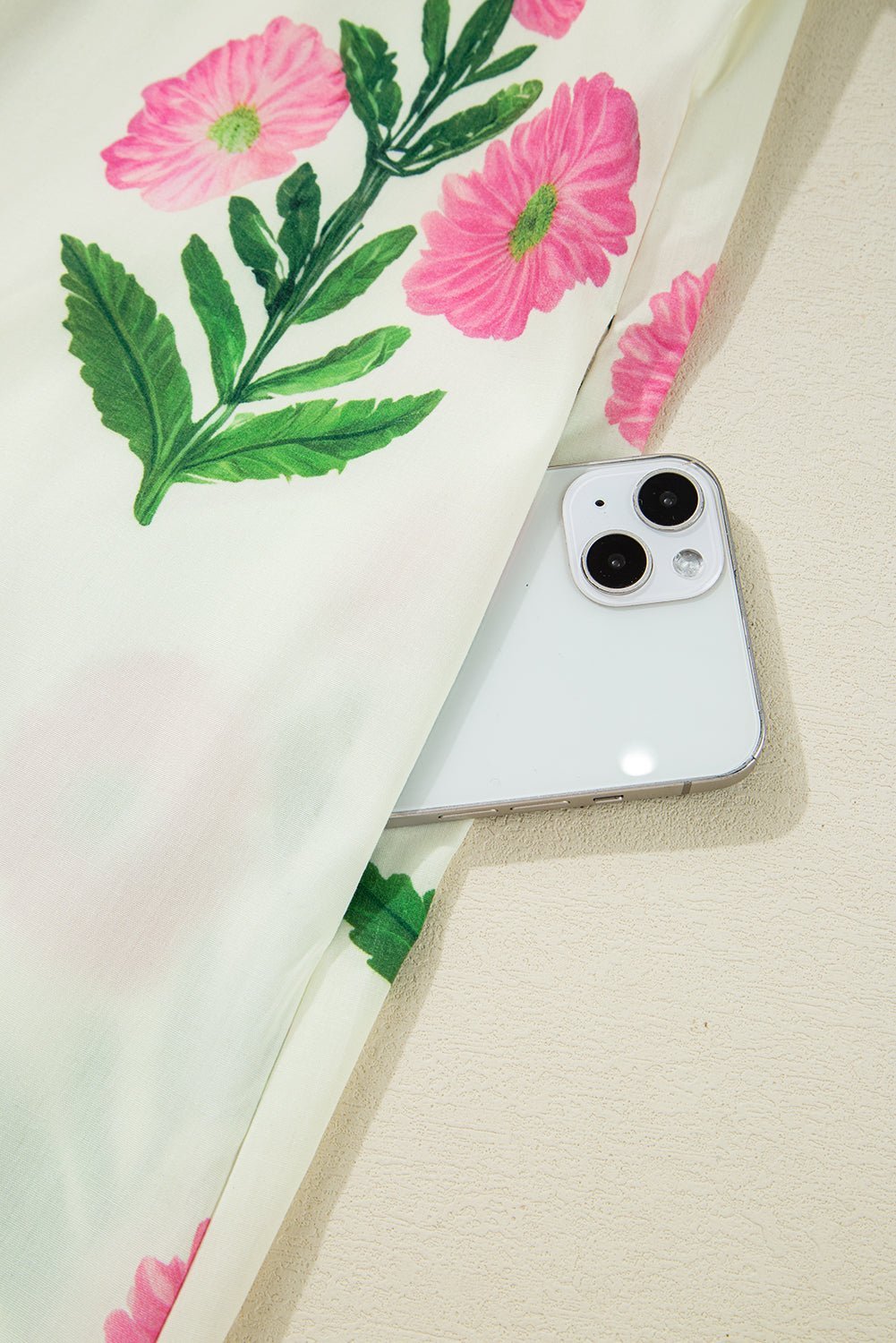 Blue Striped Trim Short Sleeve Split Neck Floral Mini Dress - MAD RUFFI