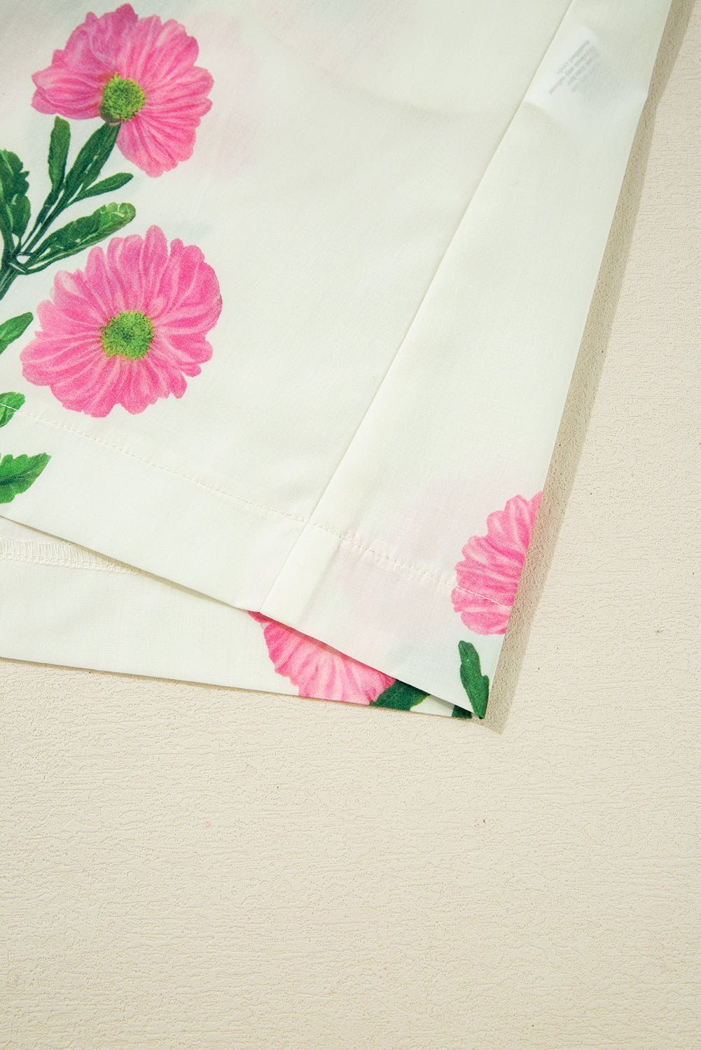 Blue Striped Trim Short Sleeve Split Neck Floral Mini Dress - MAD RUFFI