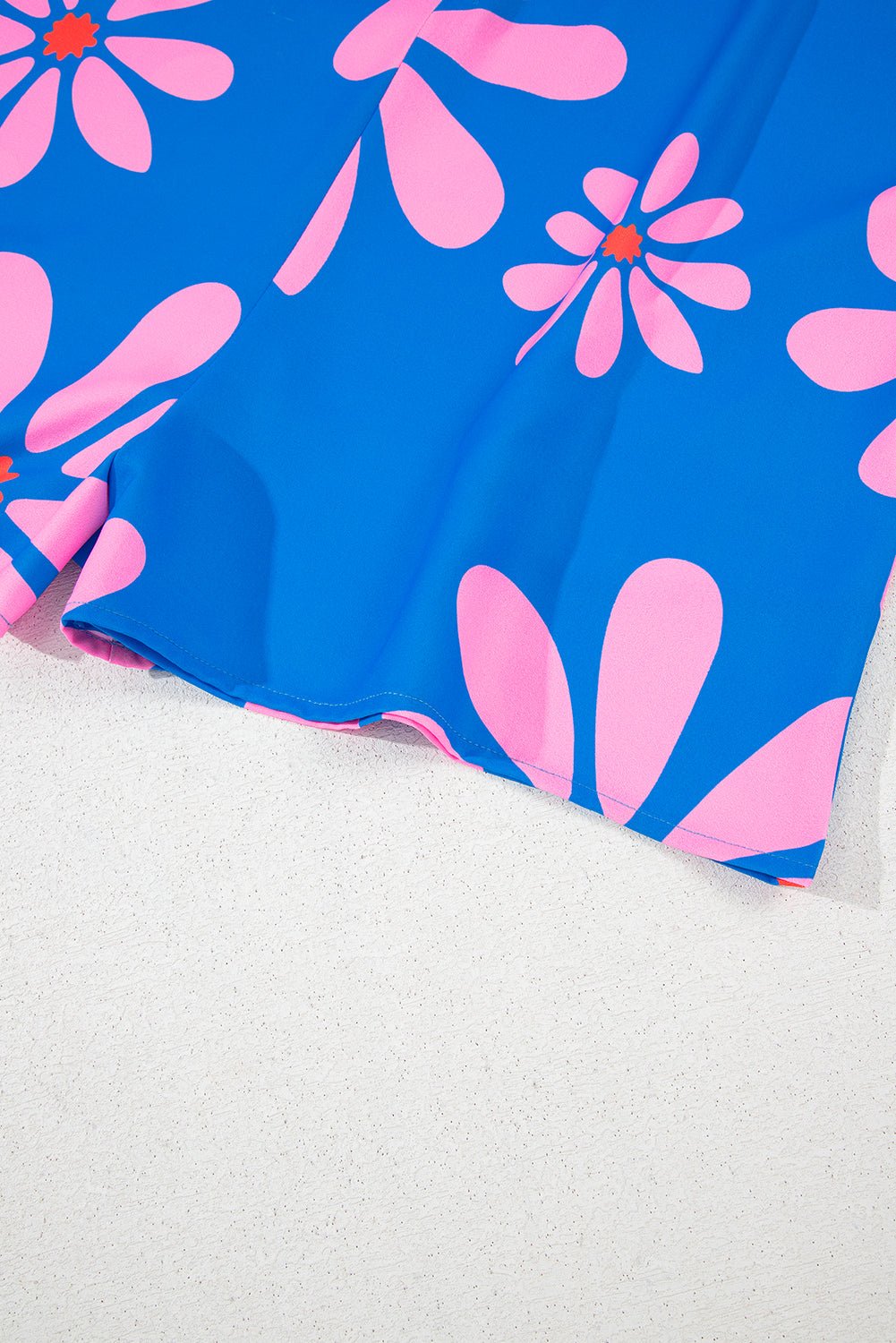 Blue Summer Flower Print Shirt Collar Loose Romper - MAD RUFFI