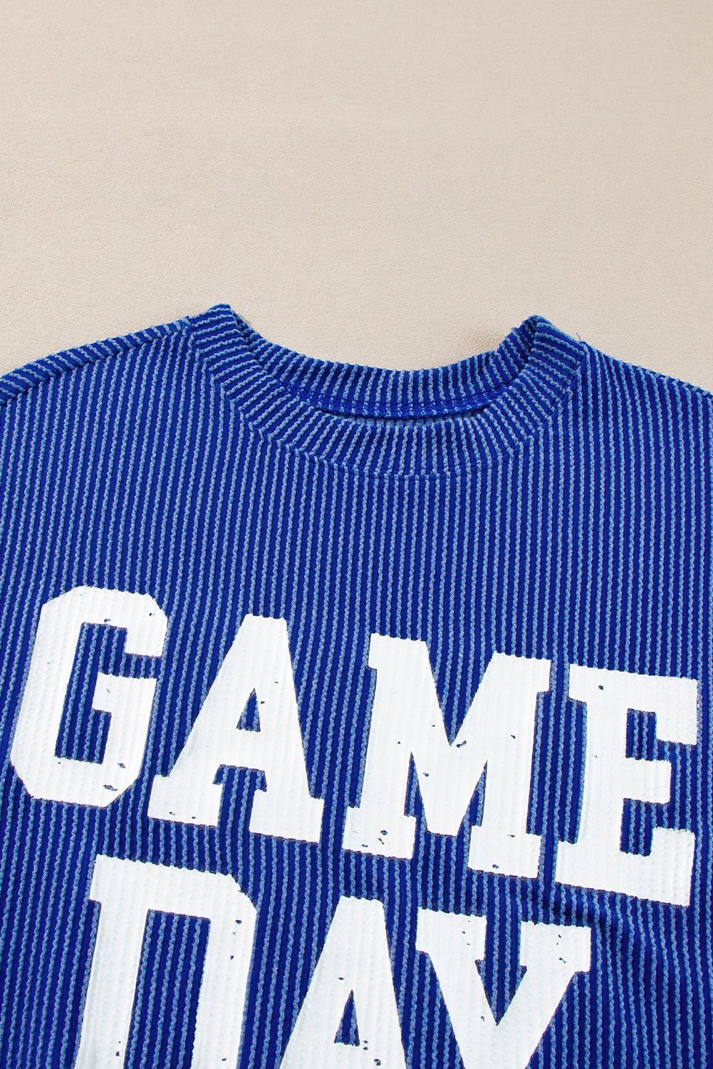 Bluing Corded GAME DAY Graphic Long Sleeve Top - MAD RUFFI