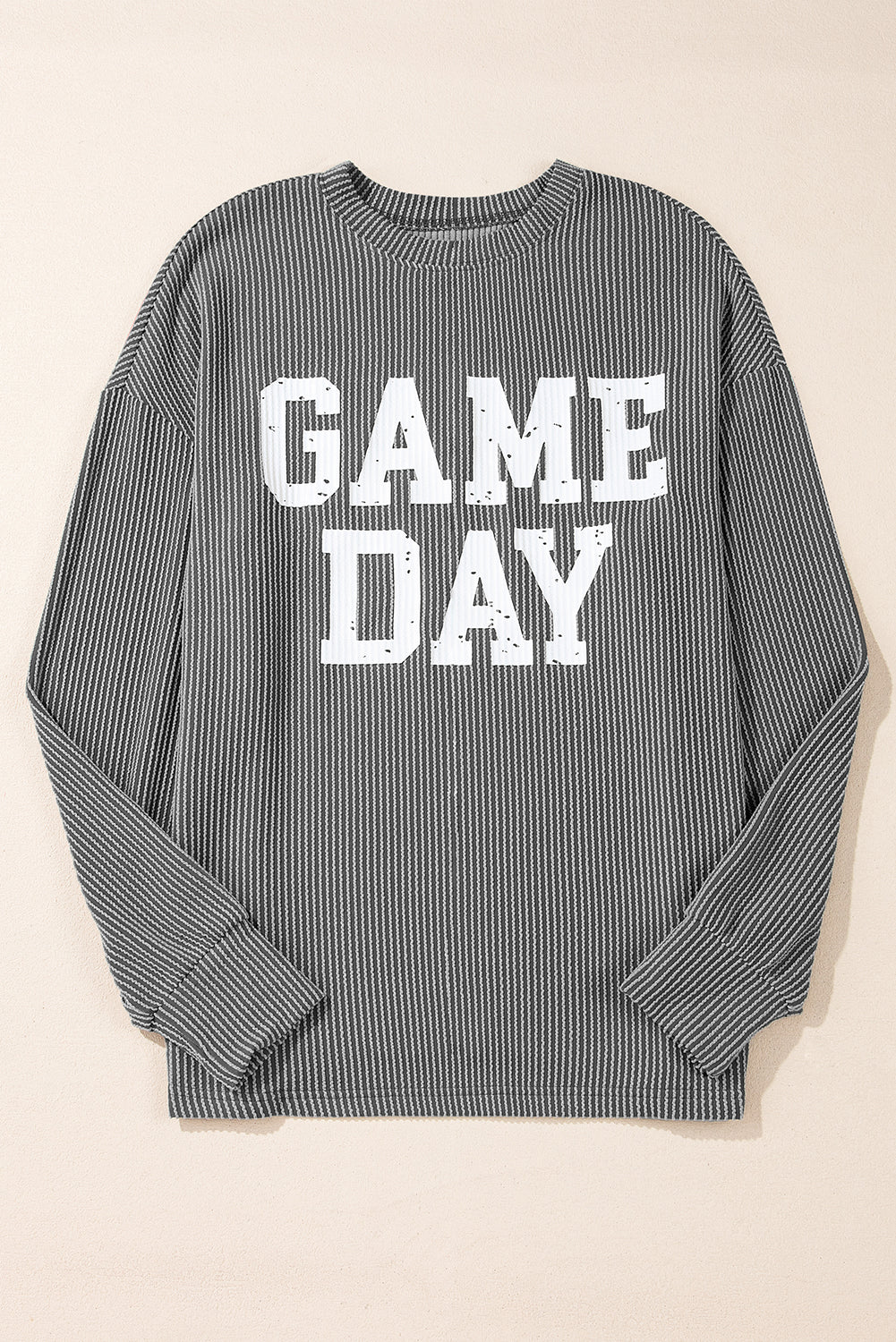 Bluing Corded GAME DAY Graphic Long Sleeve Top - MAD RUFFI