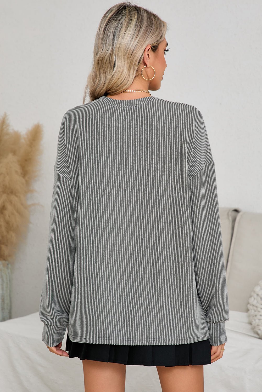 Bluing Corded GAME DAY Graphic Long Sleeve Top - MAD RUFFI