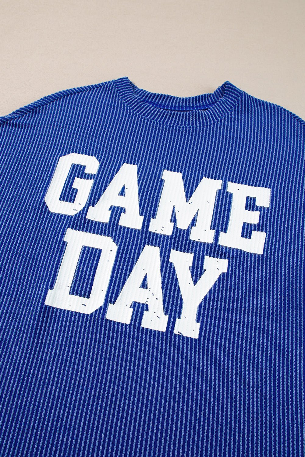 Bluing Corded GAME DAY Graphic Long Sleeve Top - MAD RUFFI