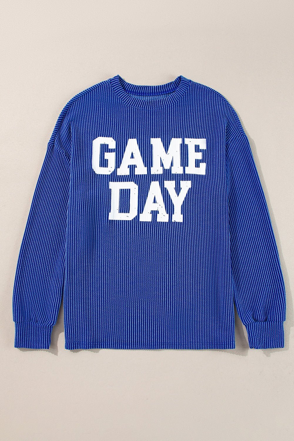 Bluing Corded GAME DAY Graphic Long Sleeve Top - MAD RUFFI