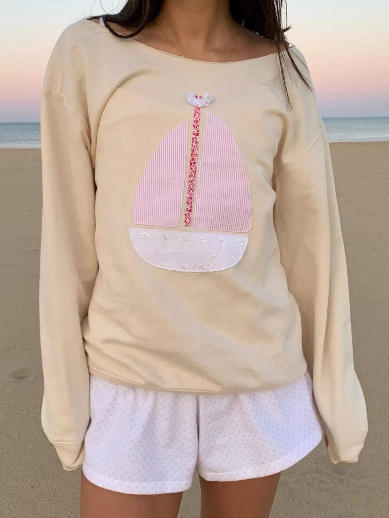 Boat Neck Long Sleeve Patchwork Sweatshirt - MAD RUFFI