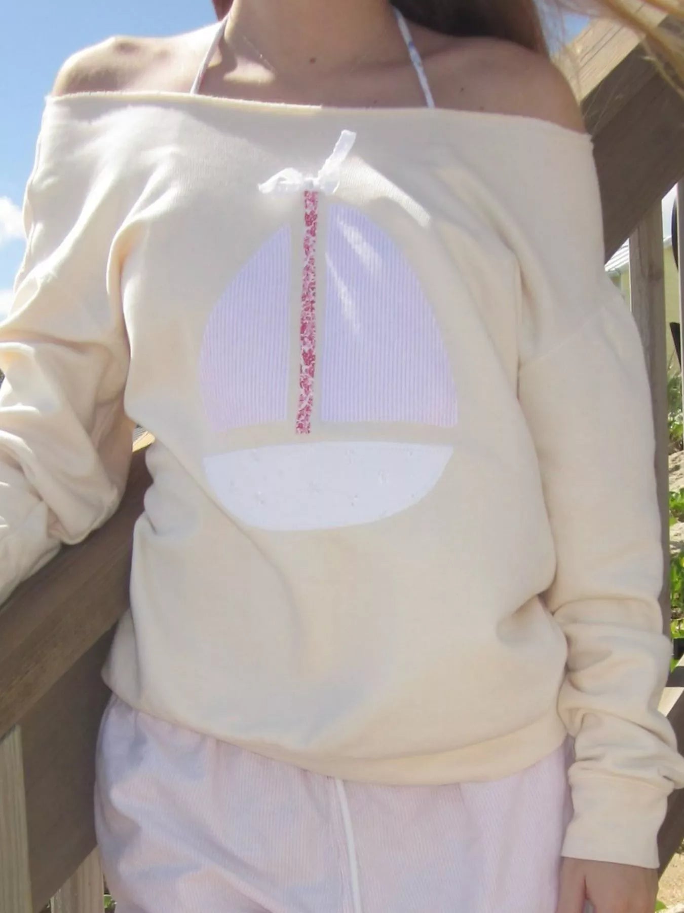 Boat Neck Long Sleeve Patchwork Sweatshirt - MAD RUFFI