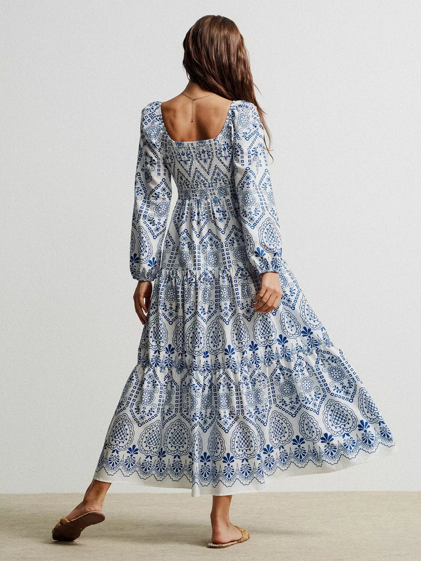Bohemian Print Midi Dress with Tassel Detail - MAD RUFFI
