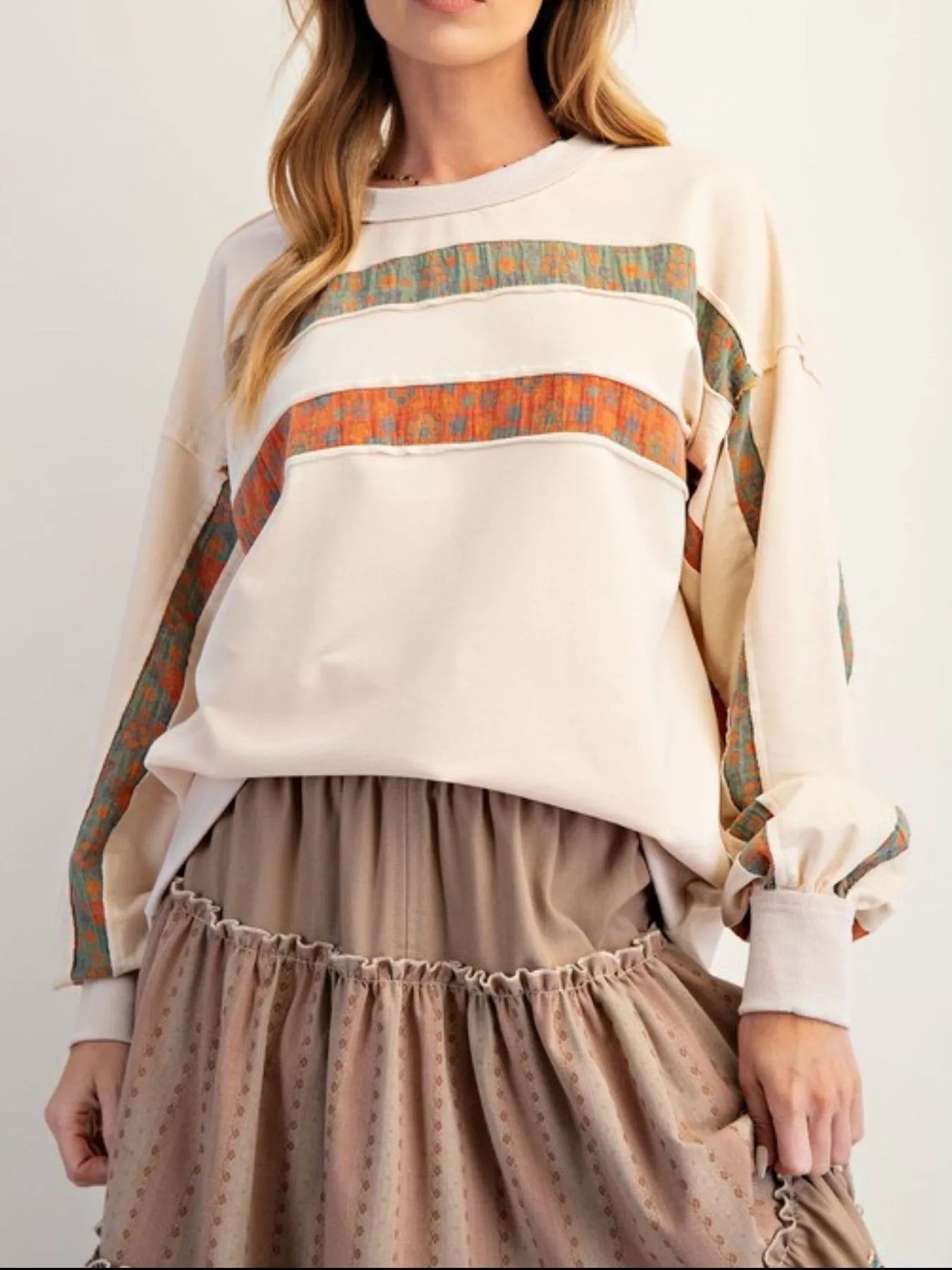 Bohemian Striped Oversized Sweatshirt - MAD RUFFI