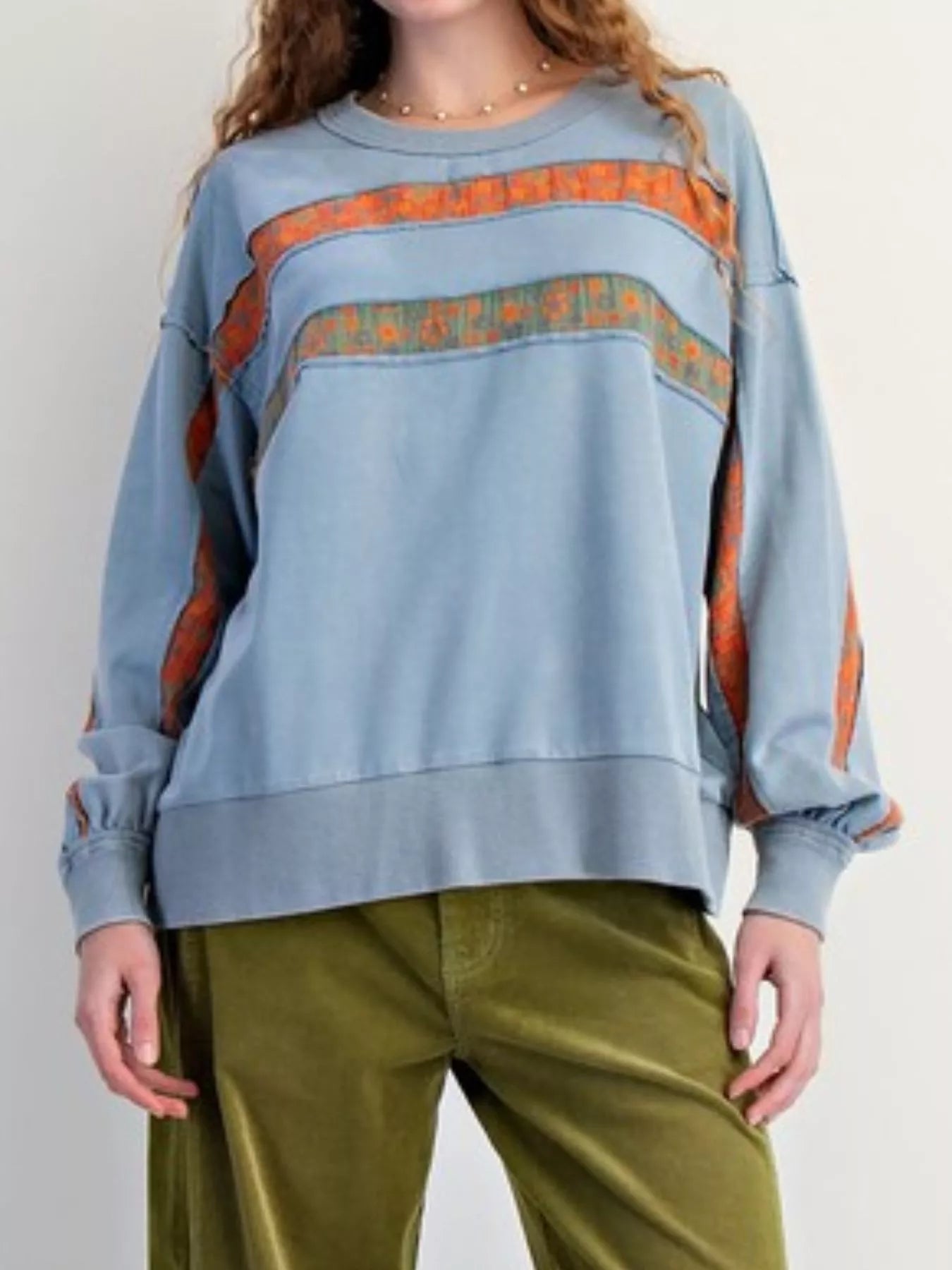 Bohemian Striped Oversized Sweatshirt - MAD RUFFI
