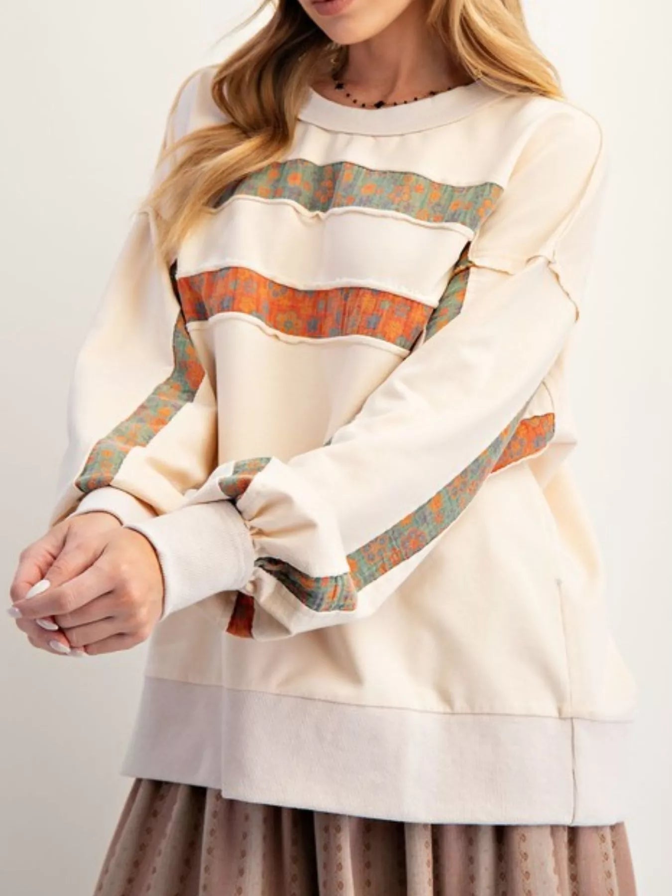 Bohemian Striped Oversized Sweatshirt - MAD RUFFI