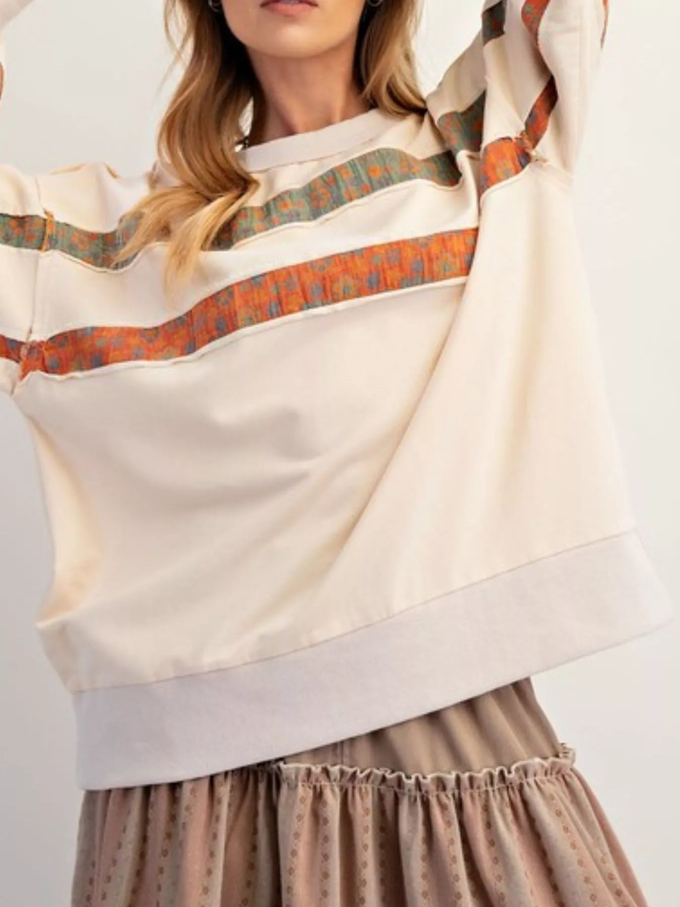 Bohemian Striped Oversized Sweatshirt - MAD RUFFI