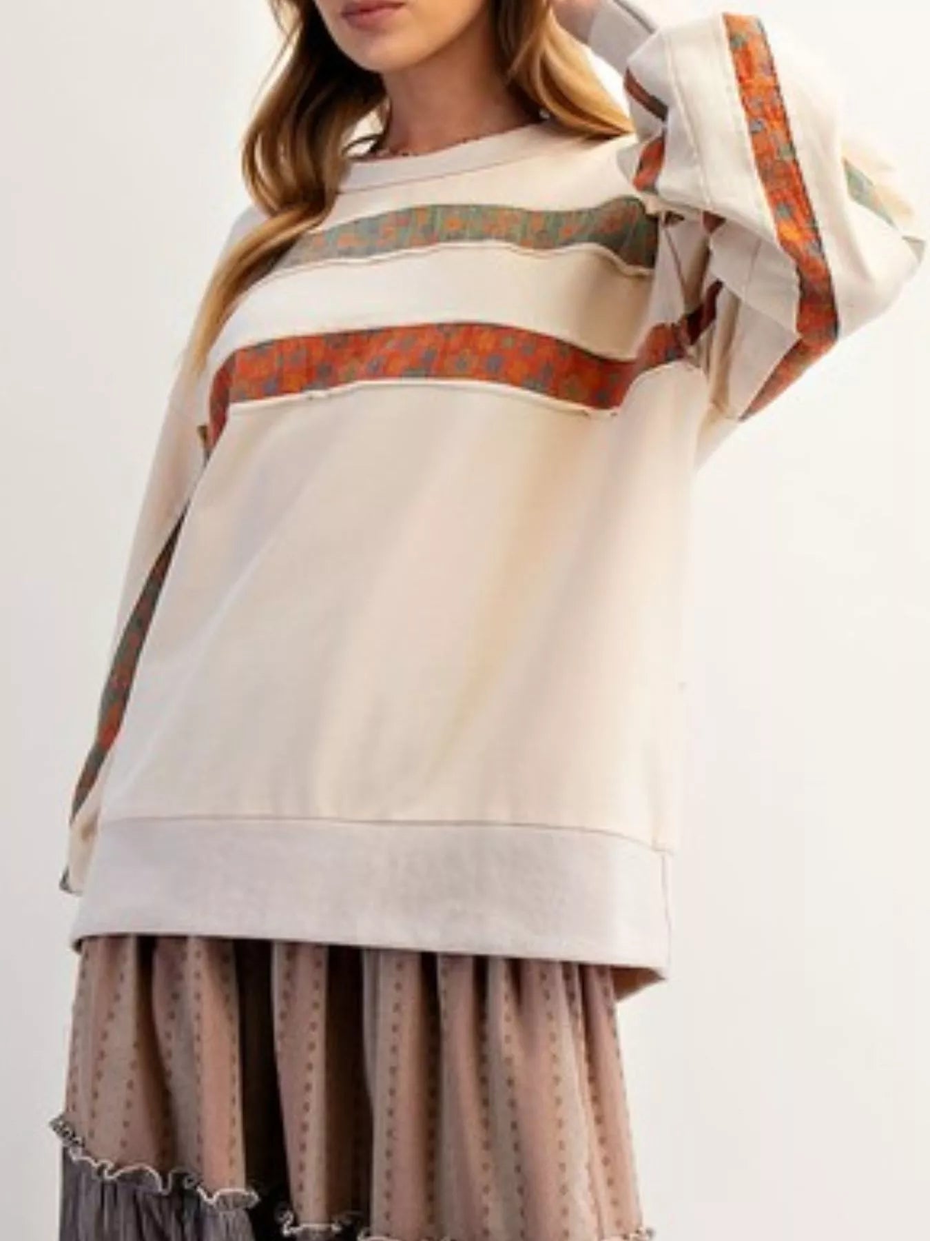 Bohemian Striped Oversized Sweatshirt - MAD RUFFI