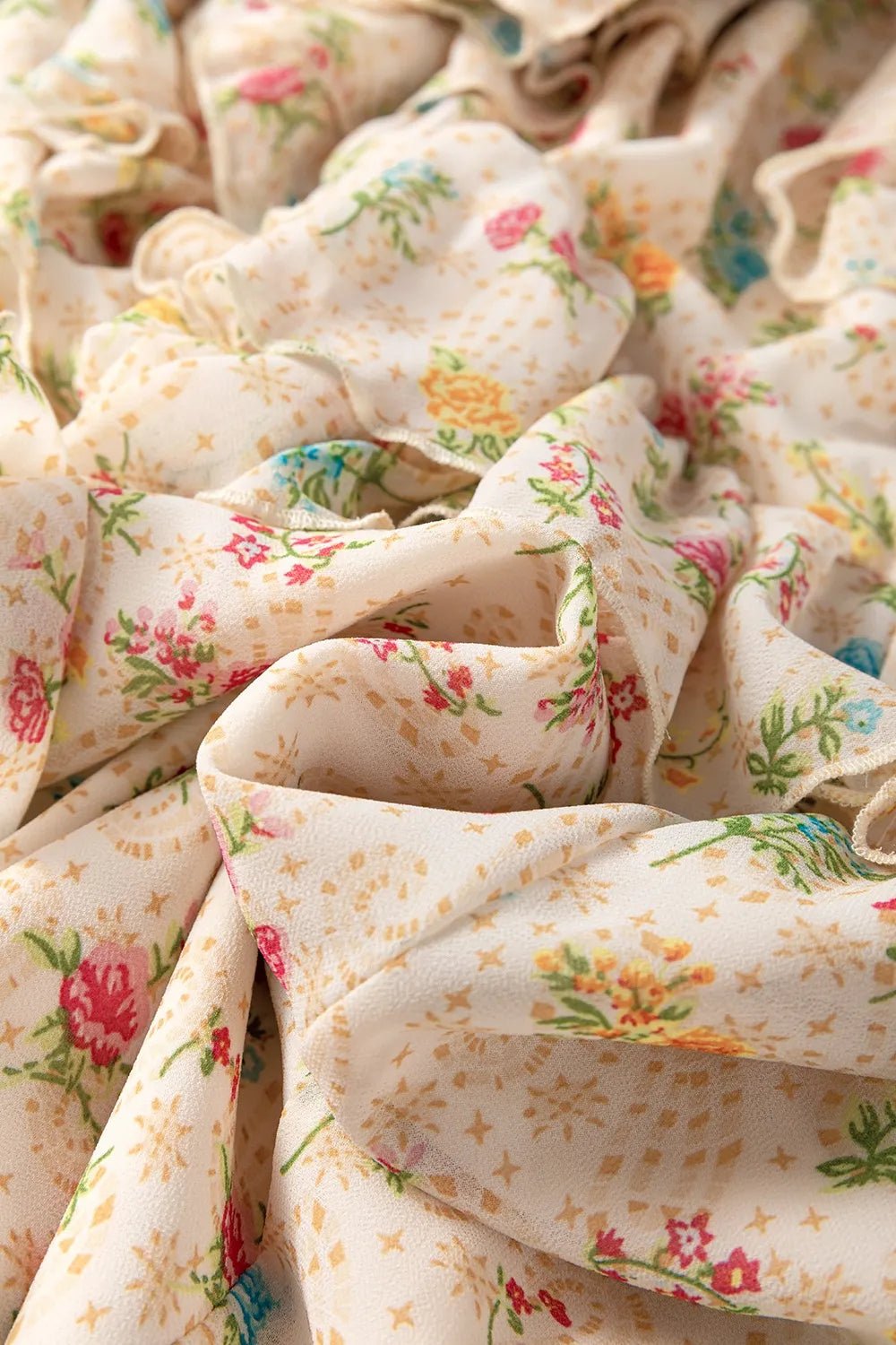 Boho Floral Tassel Tie V Neck Ruffle Wide Sleeve Mini Dress - MAD RUFFI