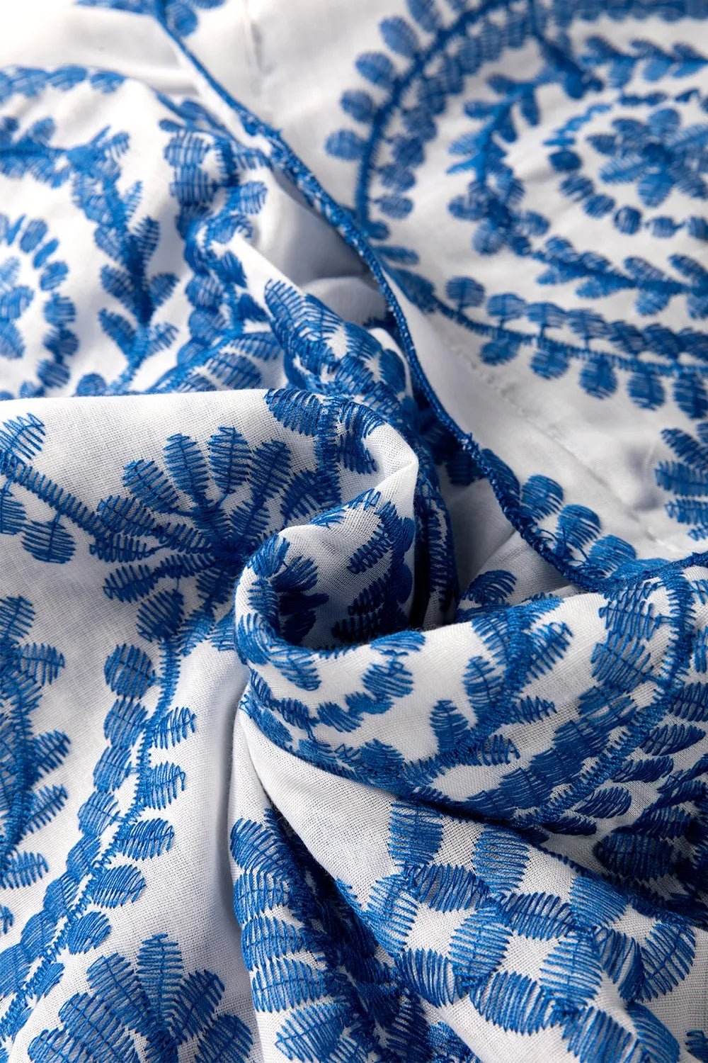 Boho Print Ruffled Cap Sleeve Crew Neck Blouse - MAD RUFFI