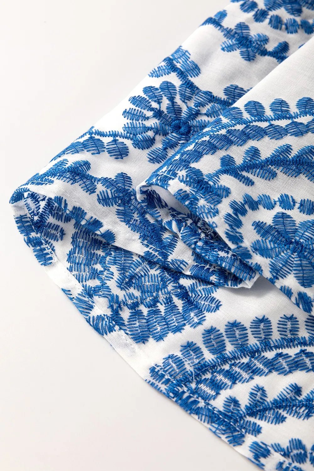 Boho Print Ruffled Cap Sleeve Crew Neck Blouse - MAD RUFFI