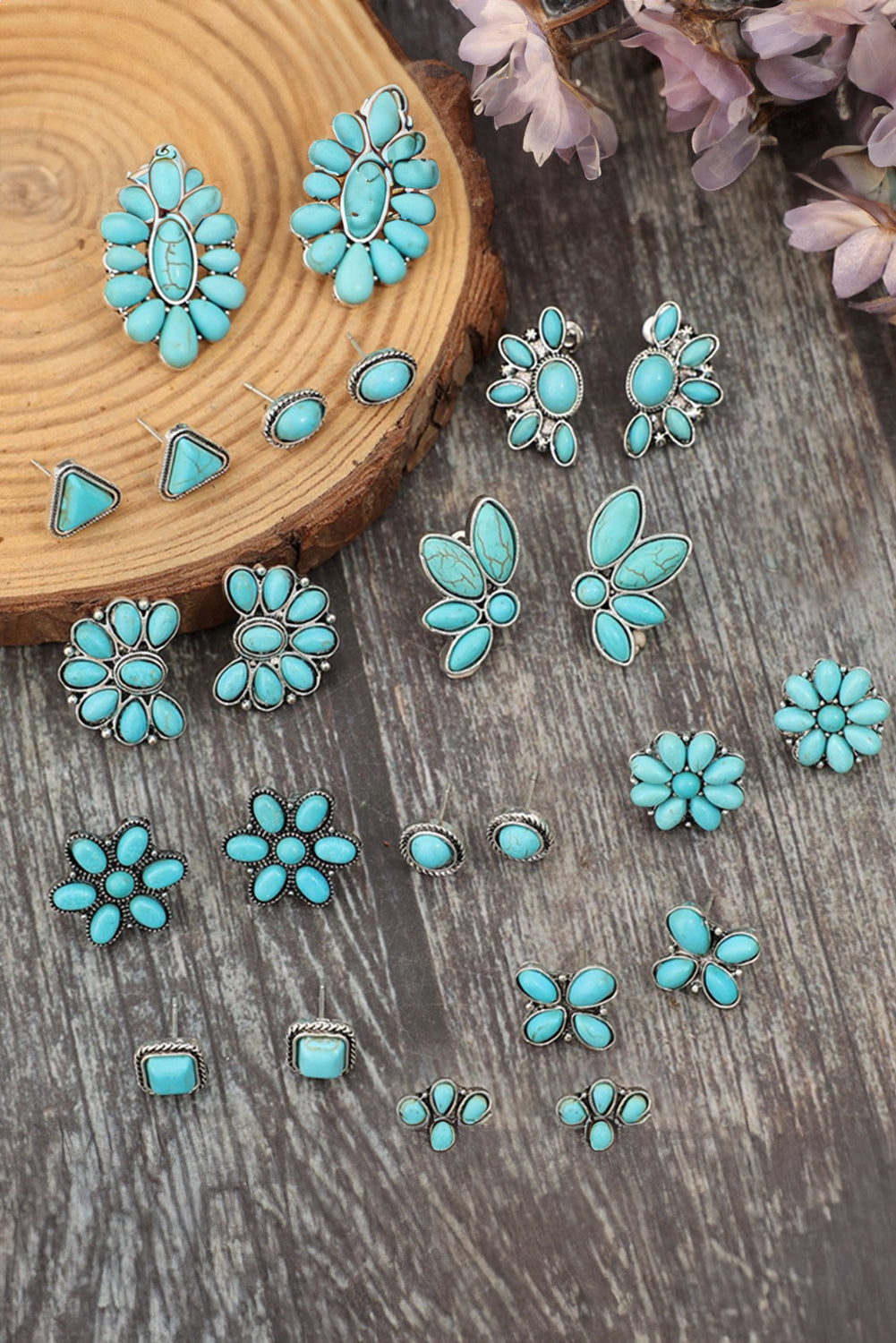 Boho Turquoise Inlay Stud Earring Set - MAD RUFFI