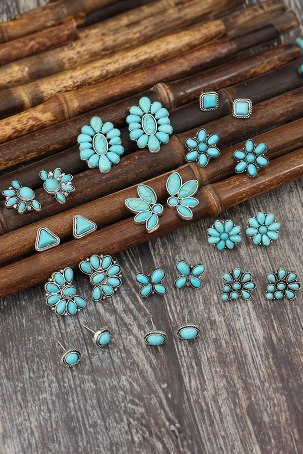 Boho Turquoise Inlay Stud Earring Set - MAD RUFFI