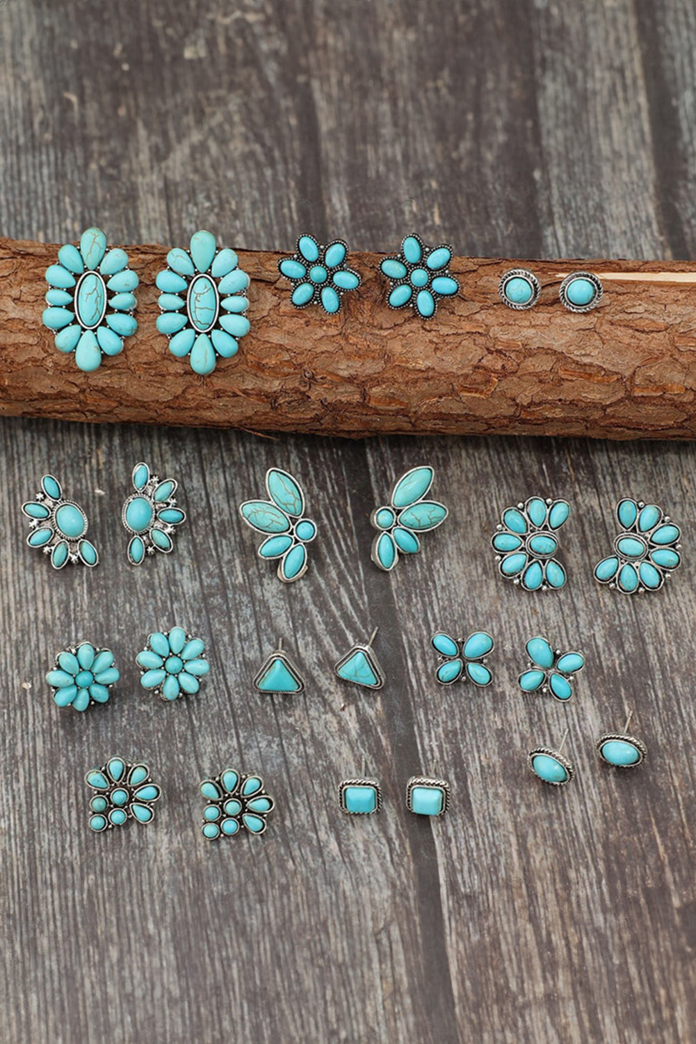 Boho Turquoise Inlay Stud Earring Set - MAD RUFFI