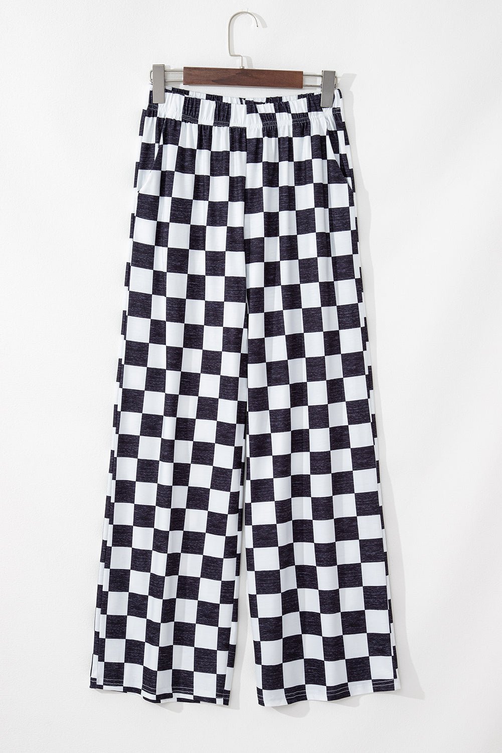 bonbon checkered print high waist wide leg pants - MAD RUFFI