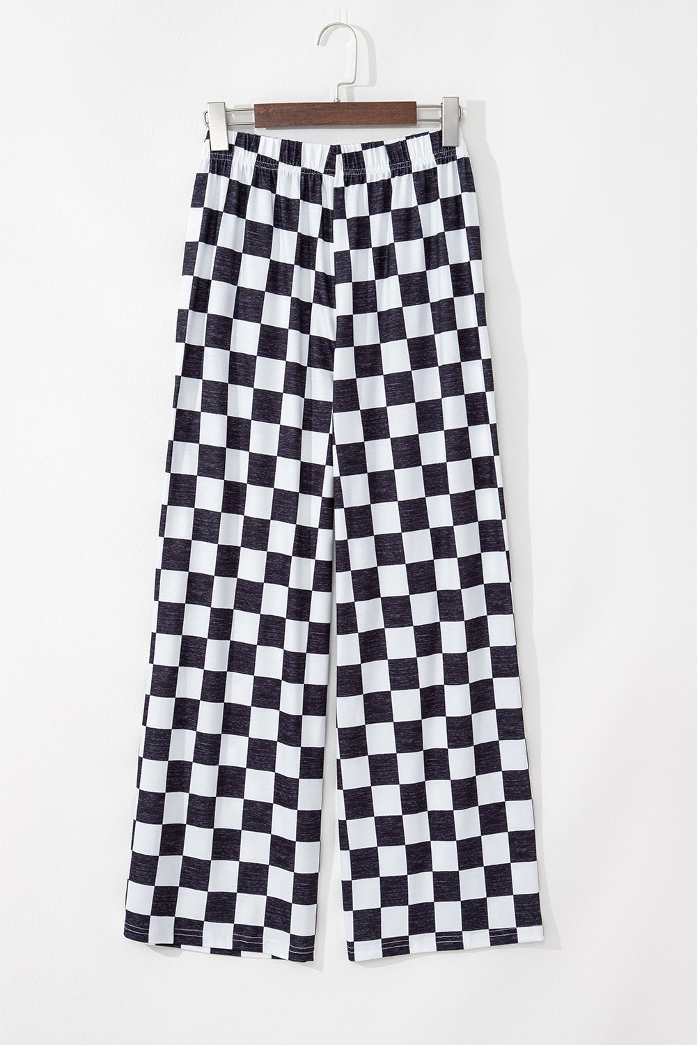 bonbon checkered print high waist wide leg pants - MAD RUFFI