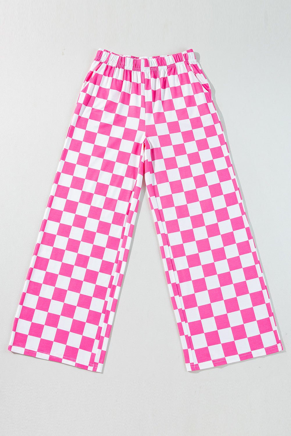 bonbon checkered print high waist wide leg pants - MAD RUFFI