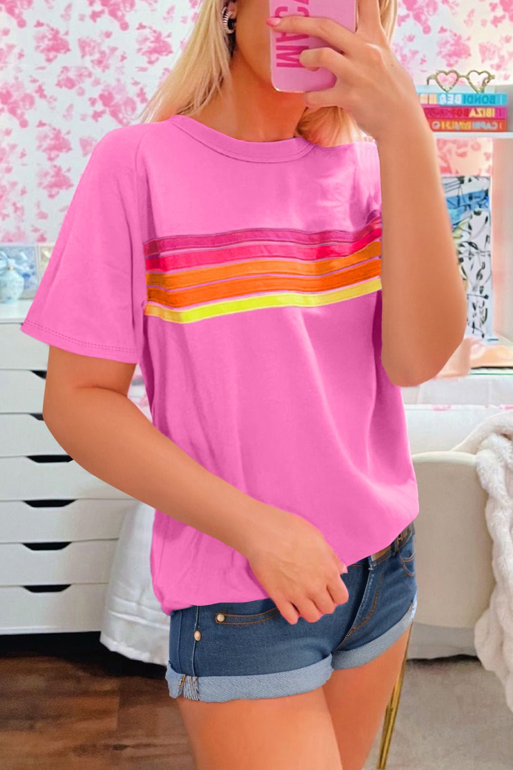 Bonbon Colorful Striped Casual Tee - MAD RUFFI