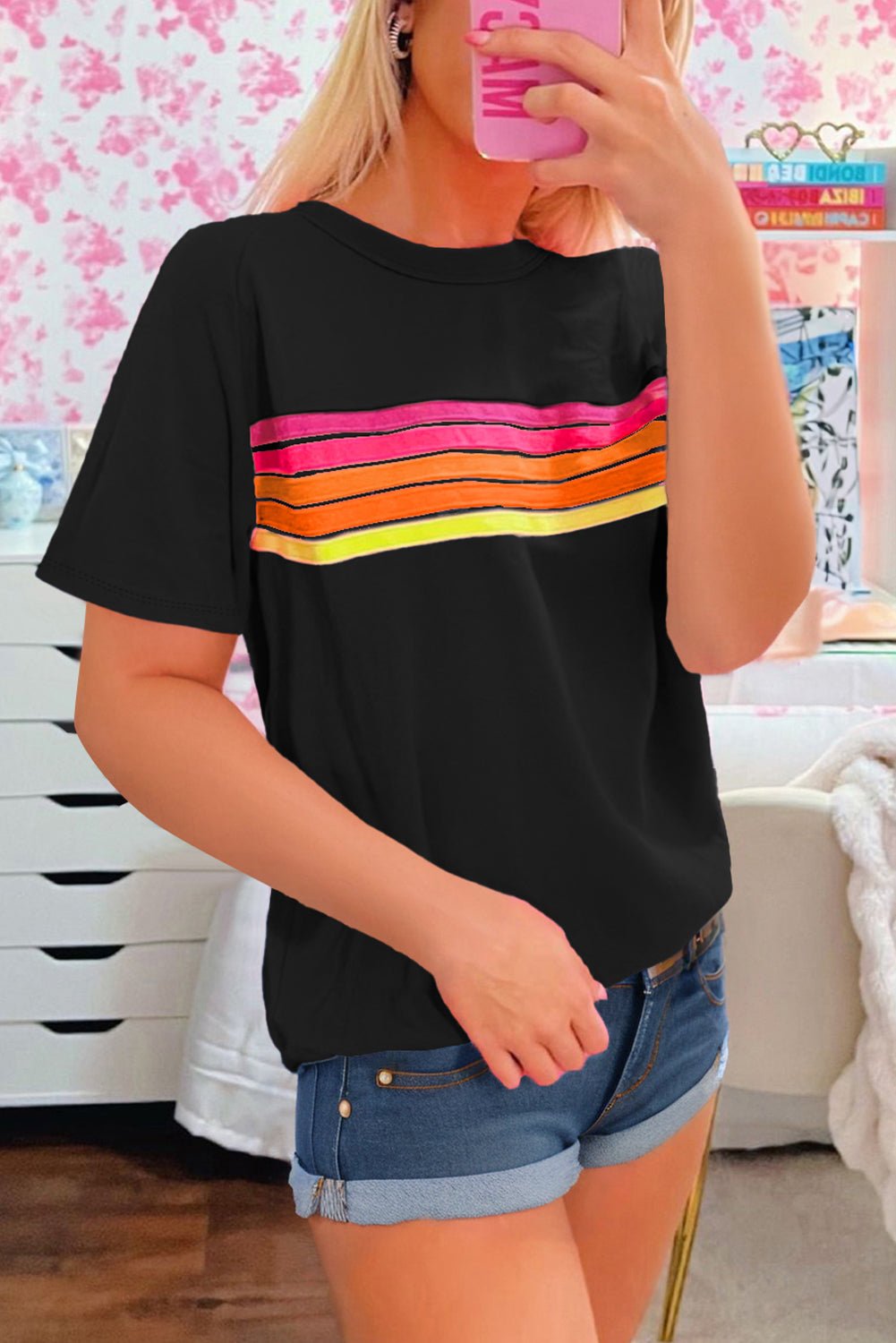 Bonbon Colorful Striped Casual Tee - MAD RUFFI
