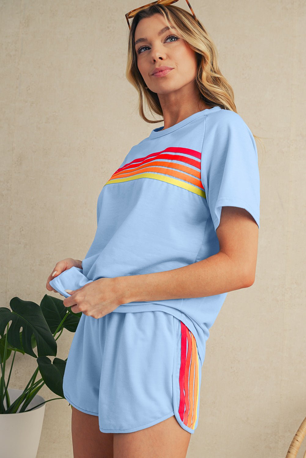 Bonbon Colorful Striped Casual Tee - MAD RUFFI