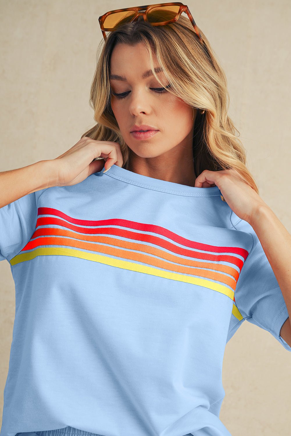 Bonbon Colorful Striped Casual Tee - MAD RUFFI