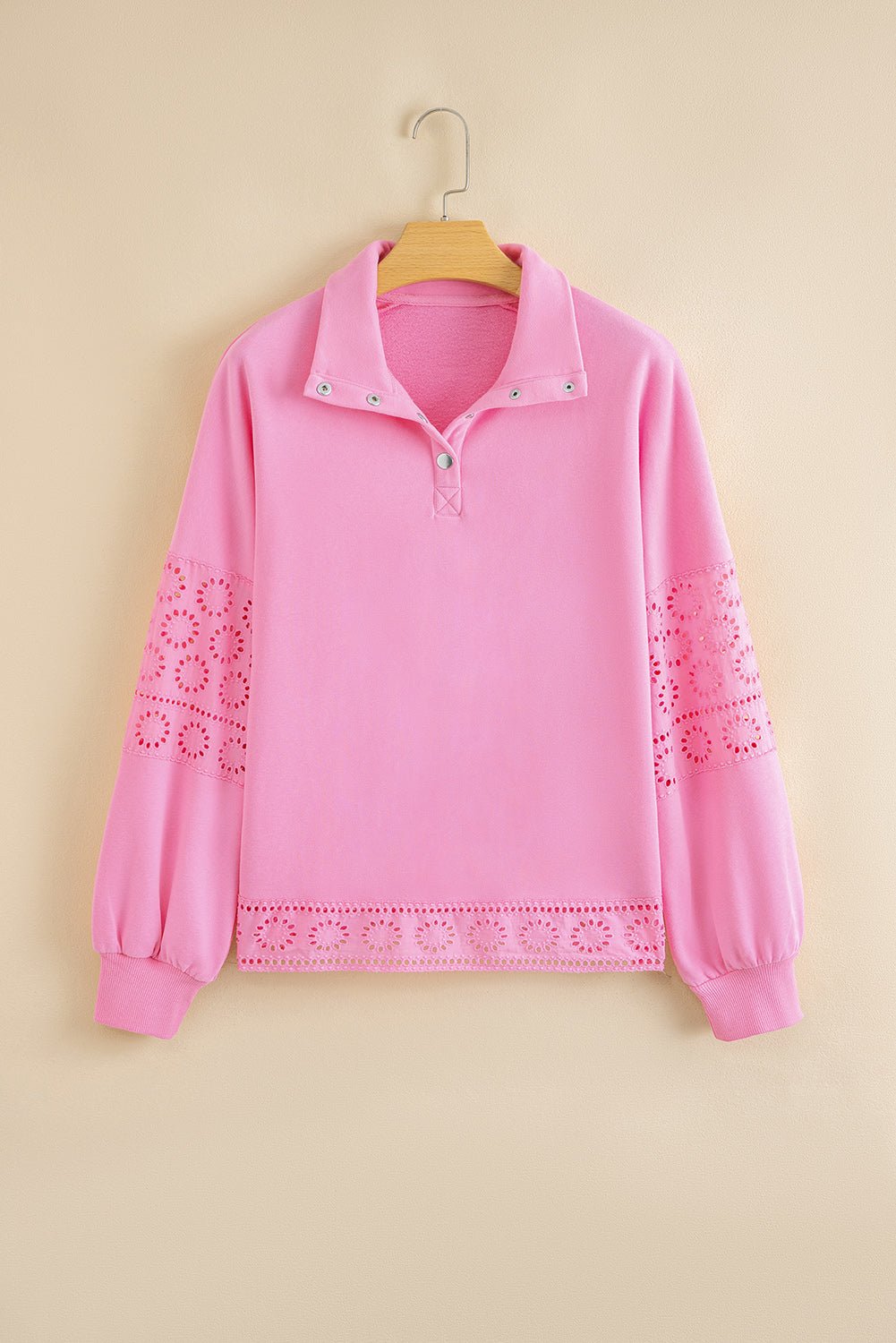 Bonbon Embroidered Flower Patchwork Snap Buttons Pullover Sweatshirt - MAD RUFFI