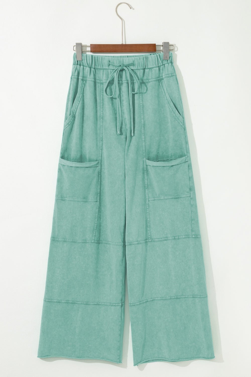 Bonbon Mineral Wash Exposed Seam Wide Leg Cargo Pants - MAD RUFFI