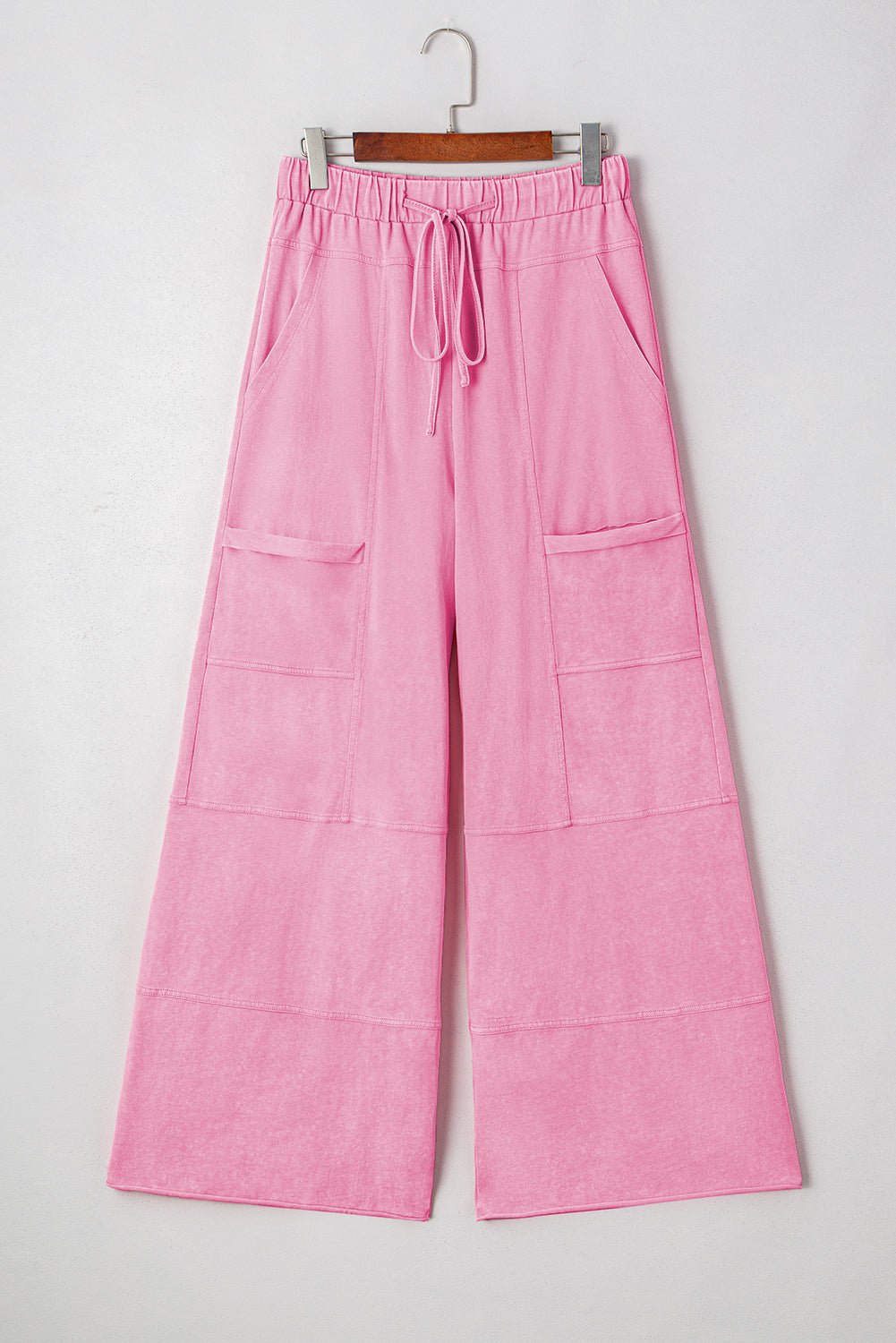 Bonbon Mineral Wash Exposed Seam Wide Leg Cargo Pants - MAD RUFFI