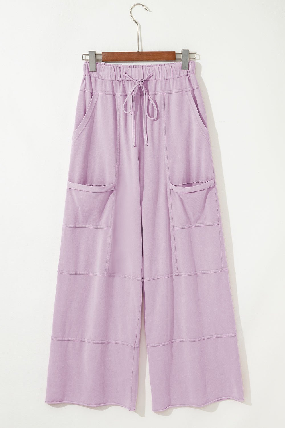 Bonbon Mineral Wash Exposed Seam Wide Leg Cargo Pants - MAD RUFFI