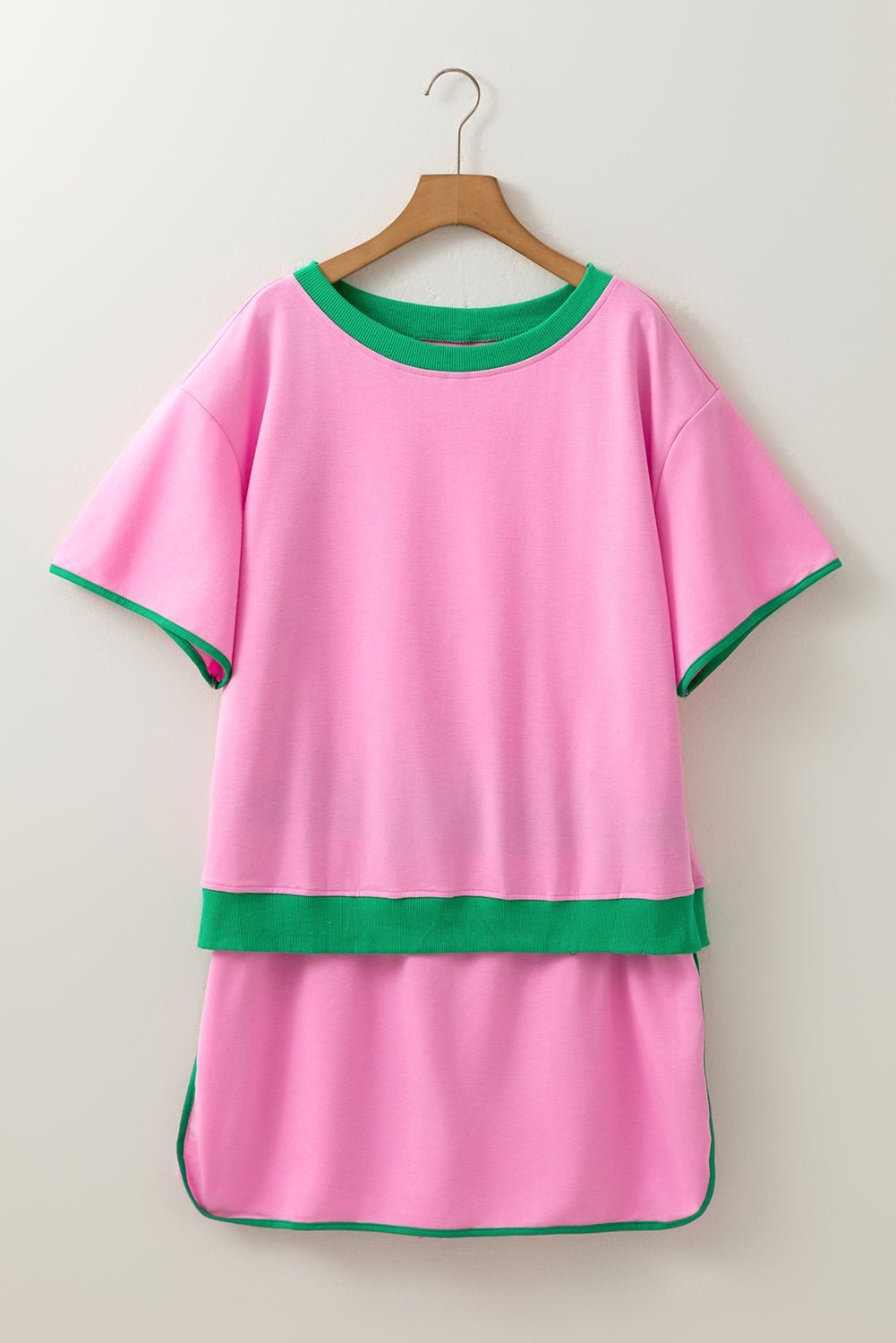 Bonbon Plus Size Contrast Trim T Shirt and Skort Two Piece Set - MAD RUFFI