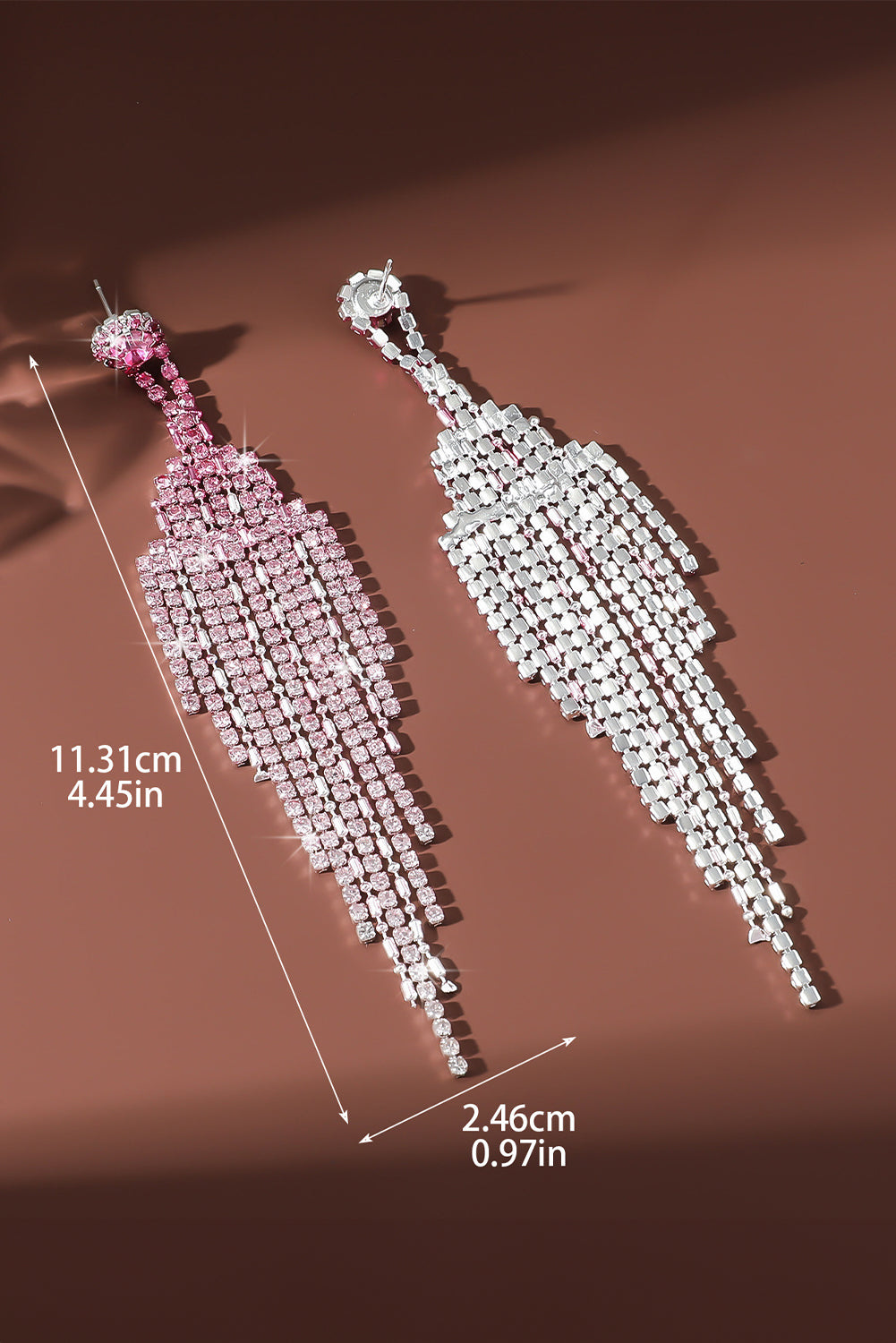 Bonbon Rhinestone Tassel Dangle Stud Earrings - MAD RUFFI