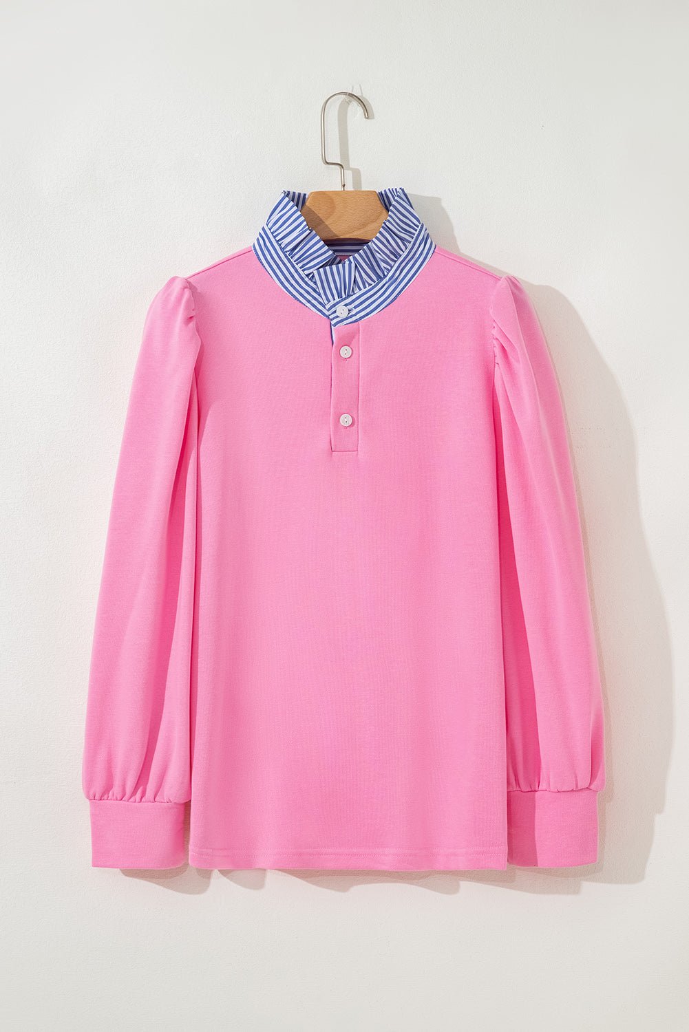bonbon striped collar puff sleeve sweatshirt - MAD RUFFI