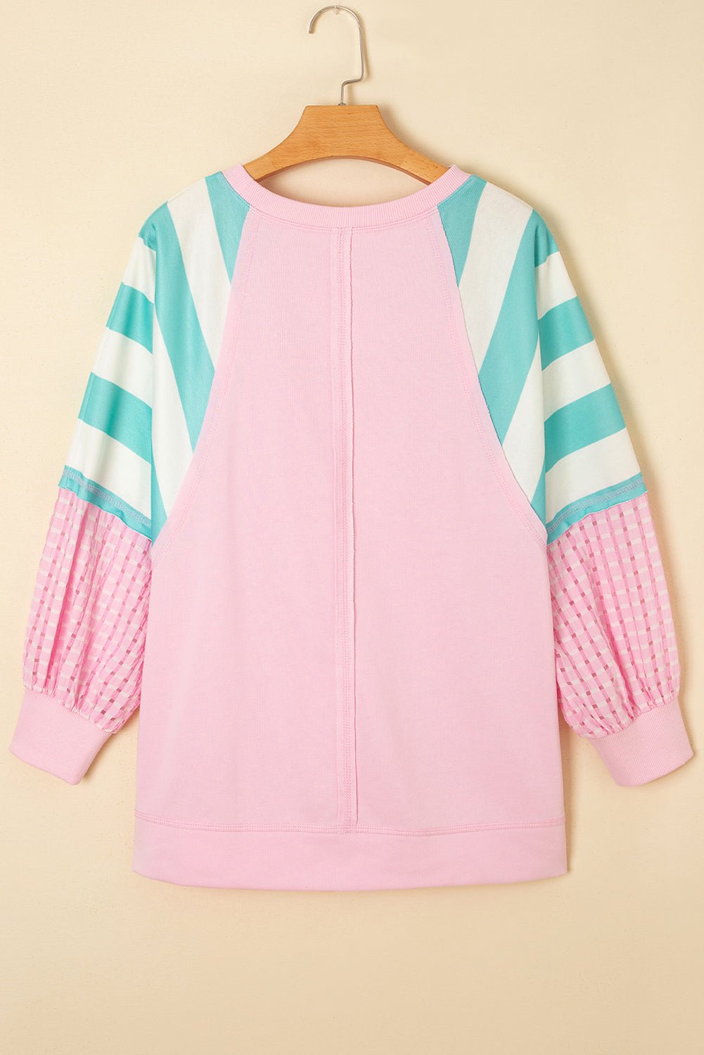Bonbon Striped Colorblock Patchwork Raglan Sleeve Top - MAD RUFFI