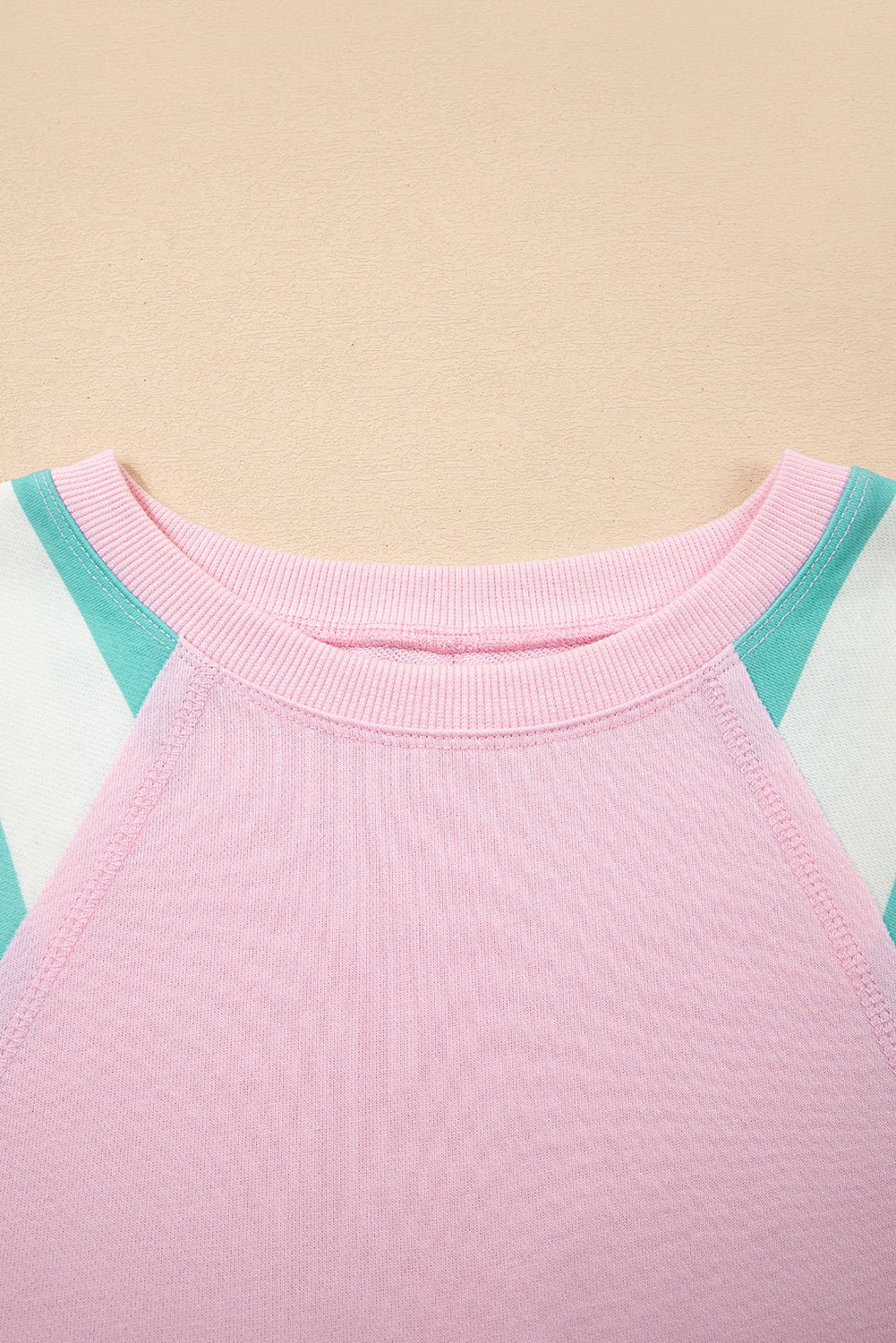 Bonbon Striped Colorblock Patchwork Raglan Sleeve Top - MAD RUFFI
